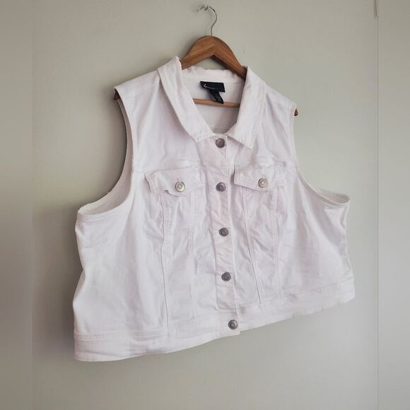 Lane Bryant white denim collar vest with buttons Plus size women's 26 - Picture 8 of 11